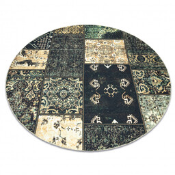 Dywan ANTIKA ancient olive, koło nowoczesny patchwork, grecki