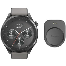 Hama Smartwatch 9000 czarno-szara koperta, czarno-szary pasek silikonowy