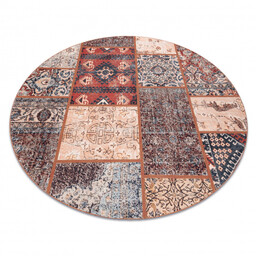 Dywan ANTIKA ancient rust, koło nowoczesny patchwork, grecki