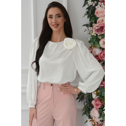 Bluzka satynowa z różą biała Wiky