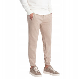 Spodnie męskie dresowe CARROT z dzianiny beżowe V2