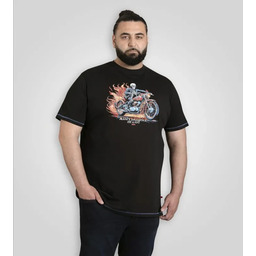 Duży T-shirt Męski Koszulka Czarna z Nadrukiem DEWSBURY-D555