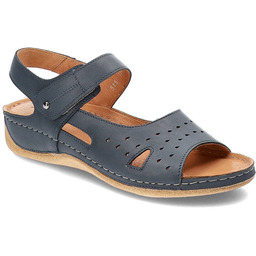 Pollonus Granatowe Sandały Damskie Skórzane Obuwie