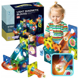 Klocki Magnetyczne Tor Kulkowy Świetlny 49 el