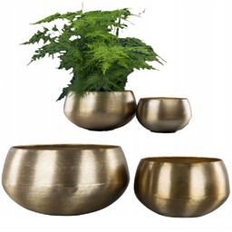 Doniczka Na Bonsai Duża Złota Metalowa 2 szt