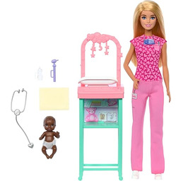 Barbie Kariera Pediatra Zestaw opieka, lalka blondynka