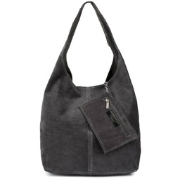 Shopperka szara skórzana N88