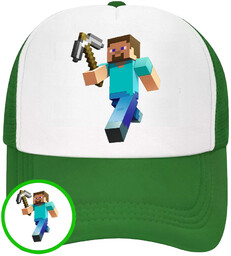 CZAPKA Z DASZKIEM MINECRAFT DLA DZIECI SIATKA ZIELONA