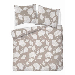 Detexpol Pościel bawełniana 220x200 beżowa biała liście miłorzębu