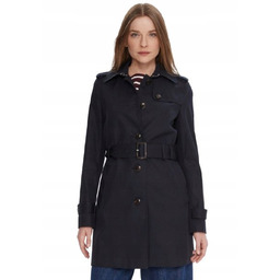 TOMMY HILFIGER GRANATOWY KLASYCZNY PŁASZCZ Z KLASAMI XXS