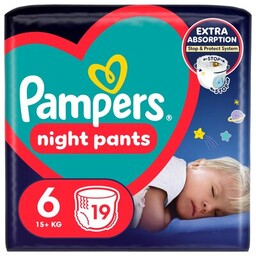 PAMPERS Pieluchomajtki Night Pants 6 (19 szt.) Zyskuj