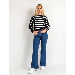 Sweter w paski z wiskozą czarny M