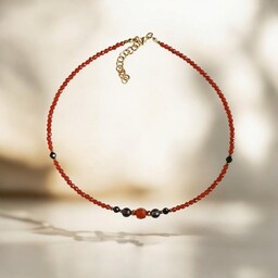 Pakamera Choker jesienny : karneol, kwarc dymny, czarny