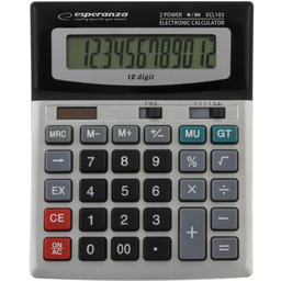 Esperanza kalkulator Euler biurowy 12 miejsc biało-czarny