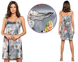Italian Fashion Koszula nocna FLOWERS: szary