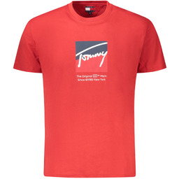 TOMMY HILFIGER MĘSKA KOSZULKA Z KRÓTKIM RĘKAWEM, CZERWONA