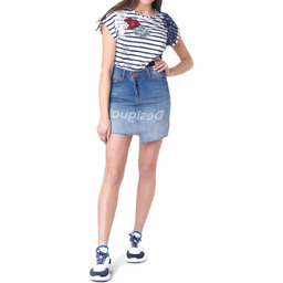 Spódnica damska Desigual Fal Log jeansowa mini asymetryczna-W26