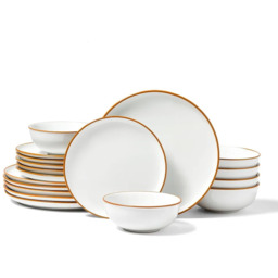 Zestaw obiadowy dla 6 osób, ceramiczny, biały, odporny