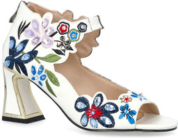 Sandały z kolorowymi kryształkami - SCAVIOLA S-194 BIAŁE