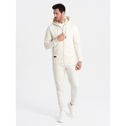 Dresowy bawełniany komplet BASIC bluza + joggery kremowy