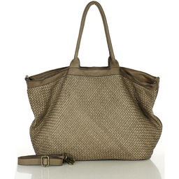 Duża torba shopper z plecionej skóry naturalnej -