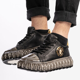Męskie JOHN DOUBARE Skórzane Czarne Sneakersy CC2881 Buty
