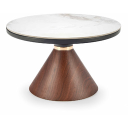 ława genesis biały marmur / orzech średnica 70