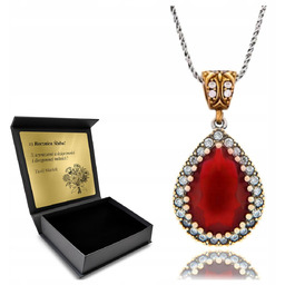 Naszyjnik Srebrny 925 Z Cyrkoniami I Rubinem