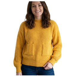 Sweter damski Naf Naf Zelia żółty z kieszeniami-S