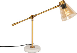 QAZQA Lampa stołowa Art Deco brąz z marmurem
