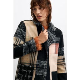 Desigual Płaszcz z wełny w patchworkową kratę