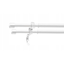 Karnisz Teleskopowy Regulowany Karnisz Podwójny Metalowy 120-230CM Biały
