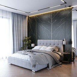 Łóżko tapicerowane z pojemnikiem LB-150P 140x200 Welur Szary
