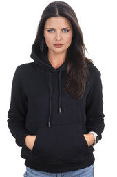 Czarna bluza damska kangurka z kapturem LAMON PREMIUM