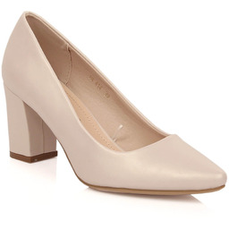 Czółenka damskie na słupku beż perła Sergio Leone