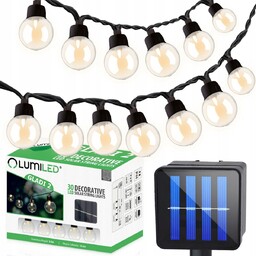 Girlanda Solarna Lampki Ogrodowe 30x Żarówek Led