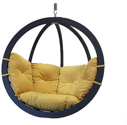 Fotel hamakowy drewniany, musztardowy Swing Chair Single antracyt