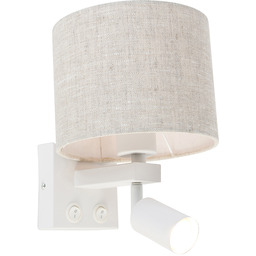 Lampa ścienna biała z lampką do czytania