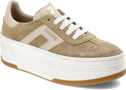 Beżowe Sneakersy Carinii Modne Obuwie Damskie Na Platformie