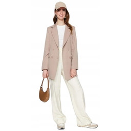 TRENDYOL BEŻOWY DWURZĘDOWY ŻAKIET Z KLAPAMI DAMSKI 36