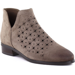 Botki damskie zamszowe ażurowe ciemny beż Vinceza 58626