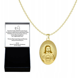 Pozłacany Naszyjnik MEDALIK Pan Jezus GRAWER GRATI