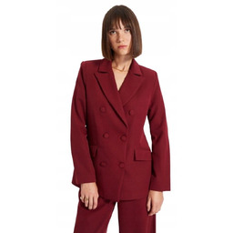 TRENDYOL BORDOWA MARYNARKA Z JEDNORZĘDOWYM ZAPIĘCIEM I KLAPAMI