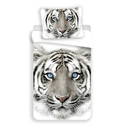 Jerry Fabrics Pościel bawełniana 140x200 Tygrys biały 8088