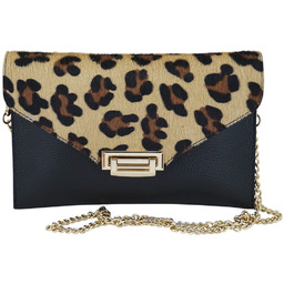 Kopertówka damska z motywem panterki - Czarna