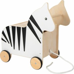 Drewniana skrzynia na zabawki jeździk dla dzieci Zebra