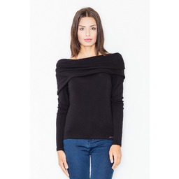 Dzianinowa Czarna Bluzka z Obfitym Golfem