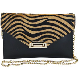 Wieczorowa kopertówka skórzana z modnym printem - Czarna