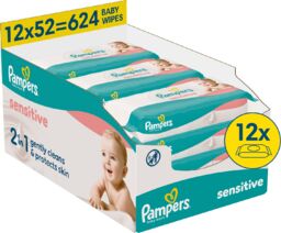 Pampers Sensitive, chusteczki nawilżane, delikatna skóra dzieci