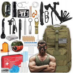 Wojskowy Plecak Przetrwania Z Wyposażeniem Niezbędnik Survivalowy Zestaw
